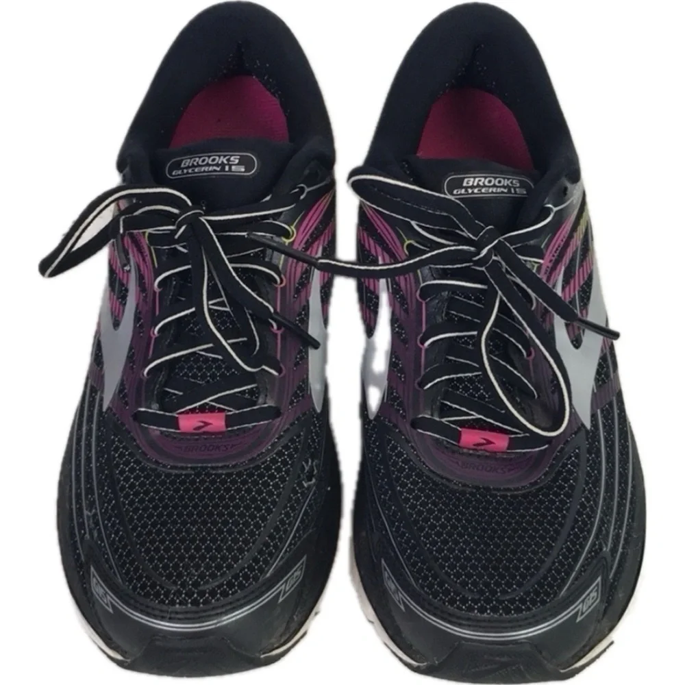 Brooks Women’s Black Purple Rainbow Glycerin 15 Running Shoes Size 9.5
